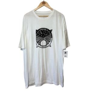 Slow Loris Time Dial Graphic Tee Shirt Moon Stars Sun White Size 3X Large